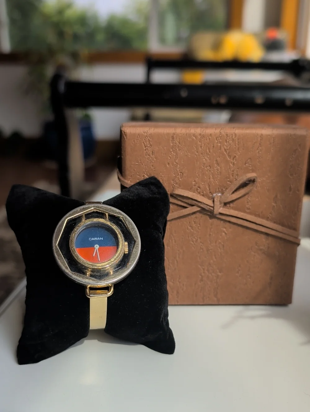 Vintage CARAN Gold-Tone Bangle Watch, Working Wind-Up
